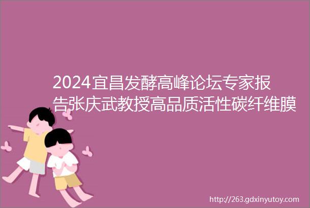 2024宜昌发酵高峰论坛专家报告张庆武教授高品质活性碳纤维膜在生物发酵领域的应用
