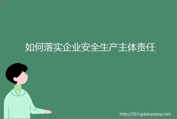 如何落实企业安全生产主体责任