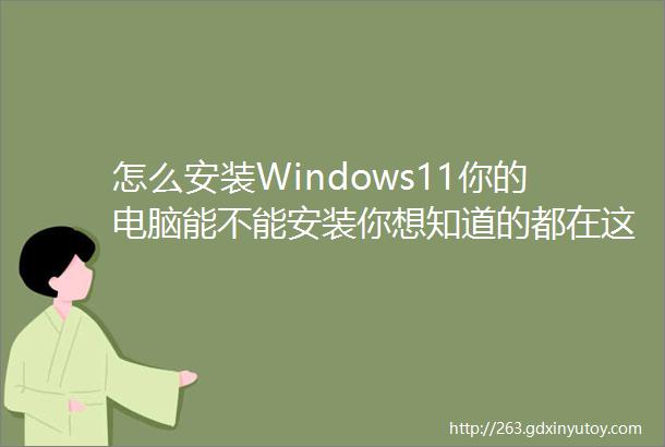 怎么安装Windows11你的电脑能不能安装你想知道的都在这里