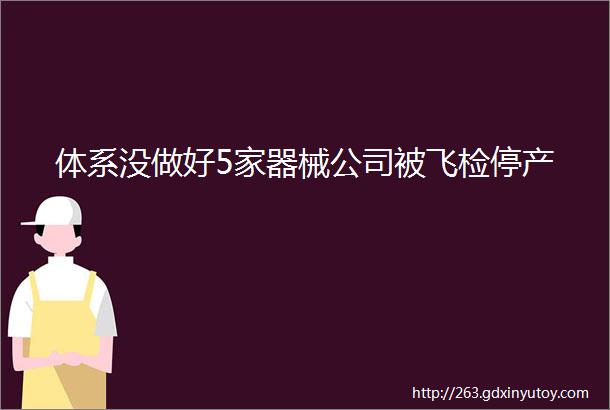 体系没做好5家器械公司被飞检停产